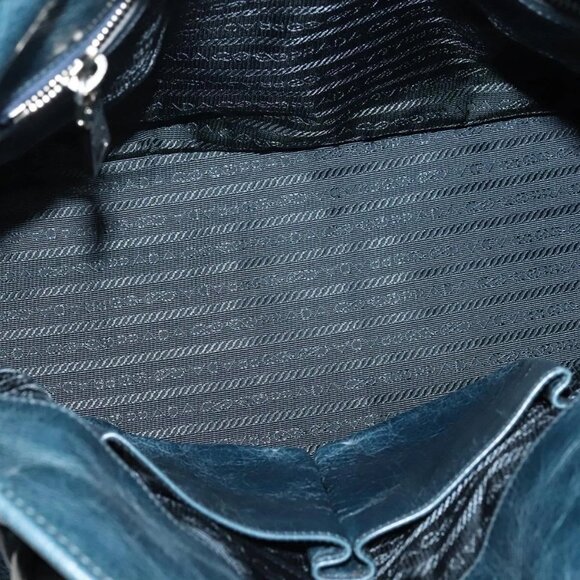 PRADA Hand Bag Nylon Leather Blue Silver Auth BA3485V - Picture 8 of 16